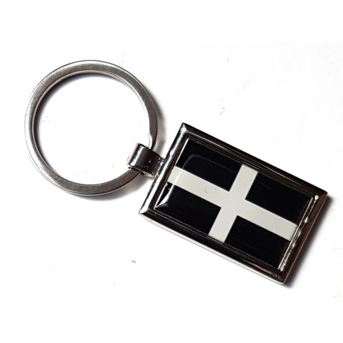 Cornwall St. Piran Cornish Flag County Badge Nickel Plated Keyring