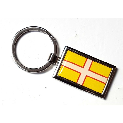 Dorset Flag County Badge Nickel Plated Keyring