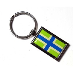 Gloucestershire Flag County Badge Nickel Plated Keyring