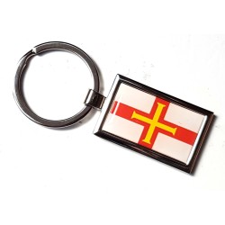 Guernsey Flag County Badge Nickel Plated Keyring