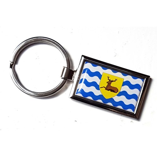 Hertfordshire Flag County Badge Nickel Plated Keyring