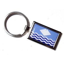 Isle of Wight Flag County Badge Nickel Plated Keyring
