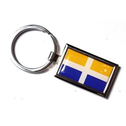 Isles of Scilly Flag County Badge Nickel Plated Keyring