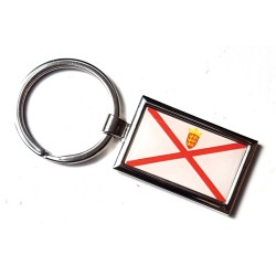 Jersey Flag County Badge Nickel Plated Keyring