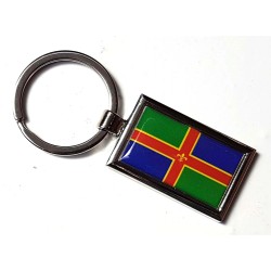 Lincolnshire Flag County Badge Nickel Plated Keyring