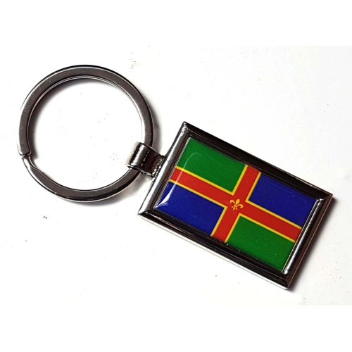 Lincolnshire Flag County Badge Nickel Plated Keyring