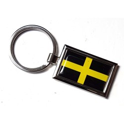 St. Davids Welsh Flag Badge Nickel Plated Keyring