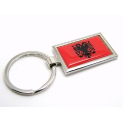 Albania Flag Badge Nickel Plated Keyring