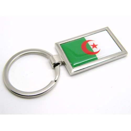 Algeria Flag Badge Nickel Plated Keyring