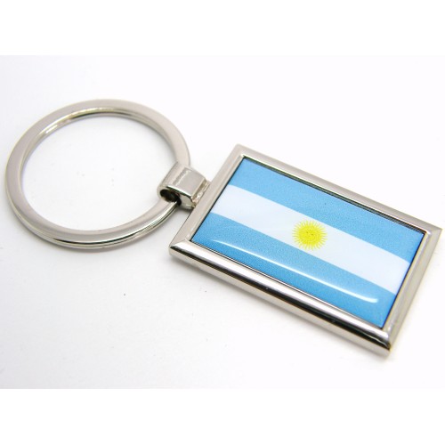 Argentina Flag Badge Nickel Plated Keyring
