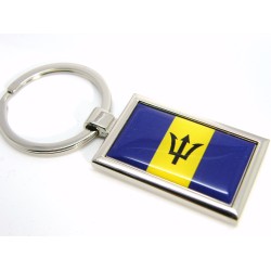 Barbados Flag Badge Nickel Plated Keyring