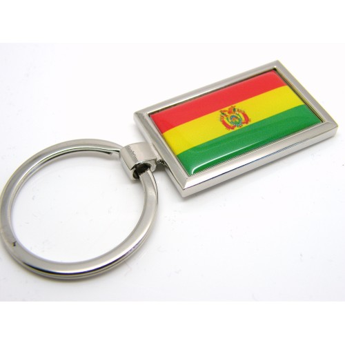 Bolvia Flag Badge Nickel Plated Keyring