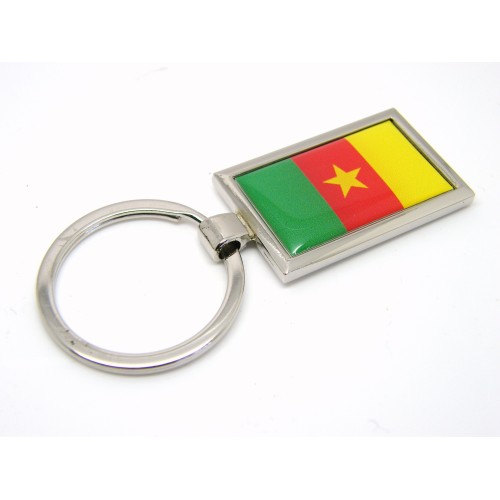 Cameroon Flag Badge Nickel Plated Keyring