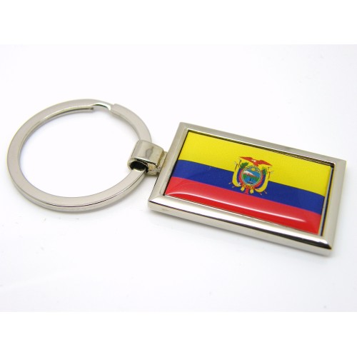 Equador Flag Badge Nickel Plated Keyring